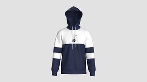 Men Color Block Printed Hoodie 3D model