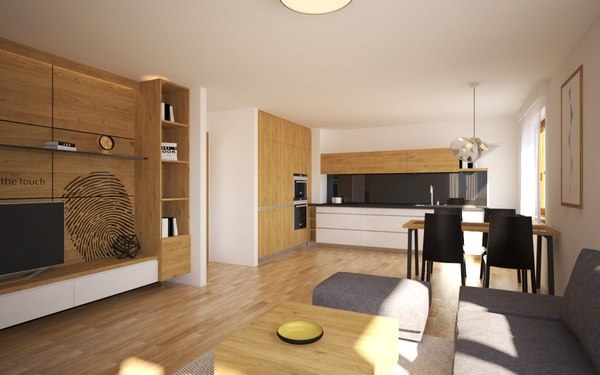 3D kitchen living room model