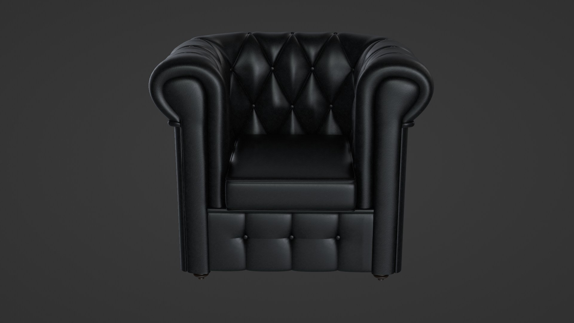 Chesterfield Armchair Black Leather Model - TurboSquid 1888995