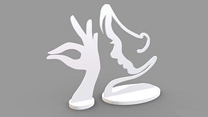 girl face and hand wood carving