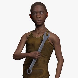 African Boy with Repairman cloth 3D model
