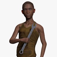 African Boy with Repairman cloth