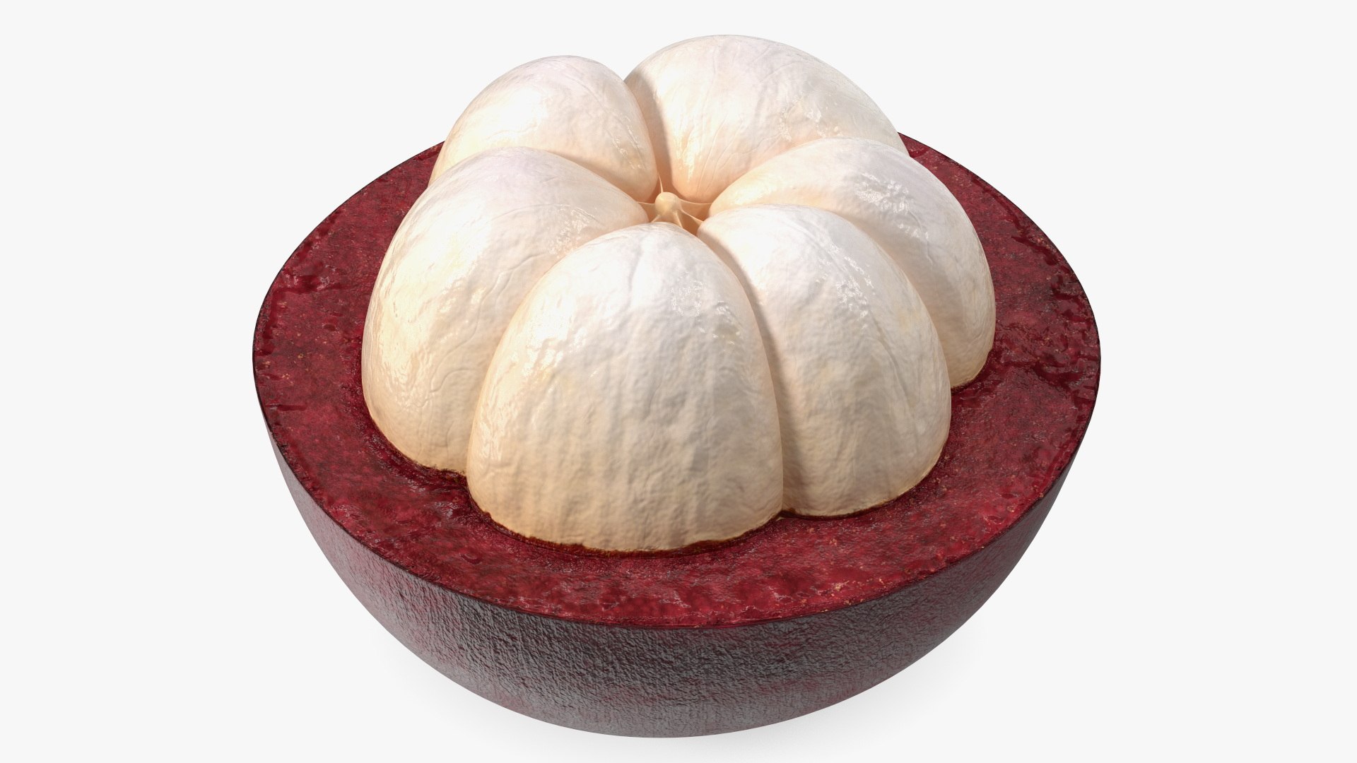 Half Peeled Tropical Fruit Mangosteen 3D model preview