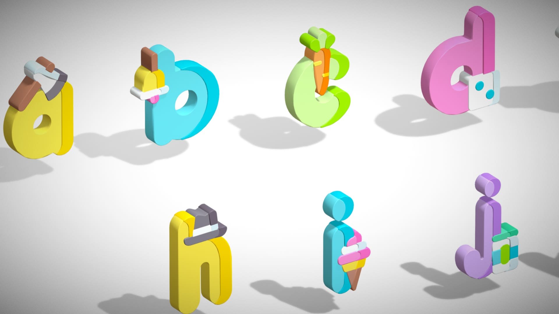 3D Toon Alphabets - Low Poly Cartoon Pack 3 - Kids Learning 3D Assets ...