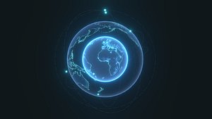 Animated Hologram Planet Earth No 7 Sci-Fi 3D Model 8k Textures
