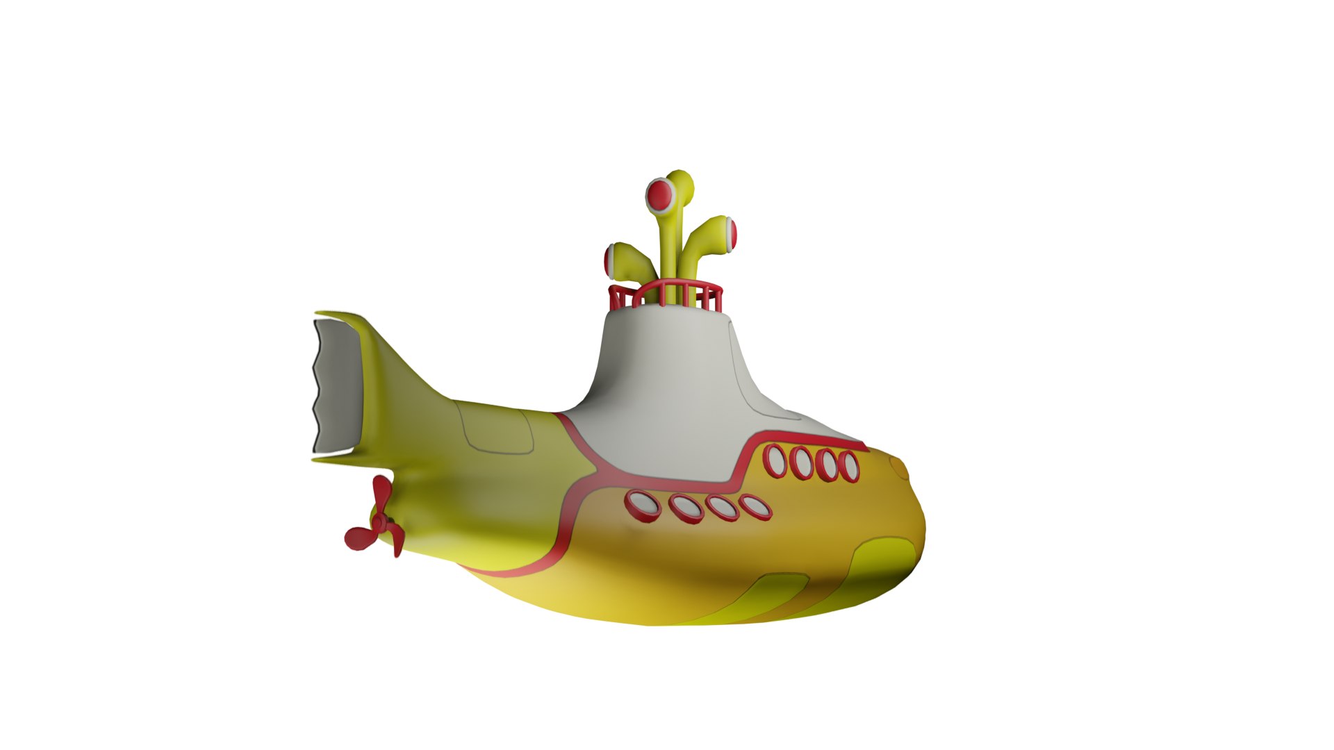Yellow Submarine 3D Model Full Quad Ready for Production and Video