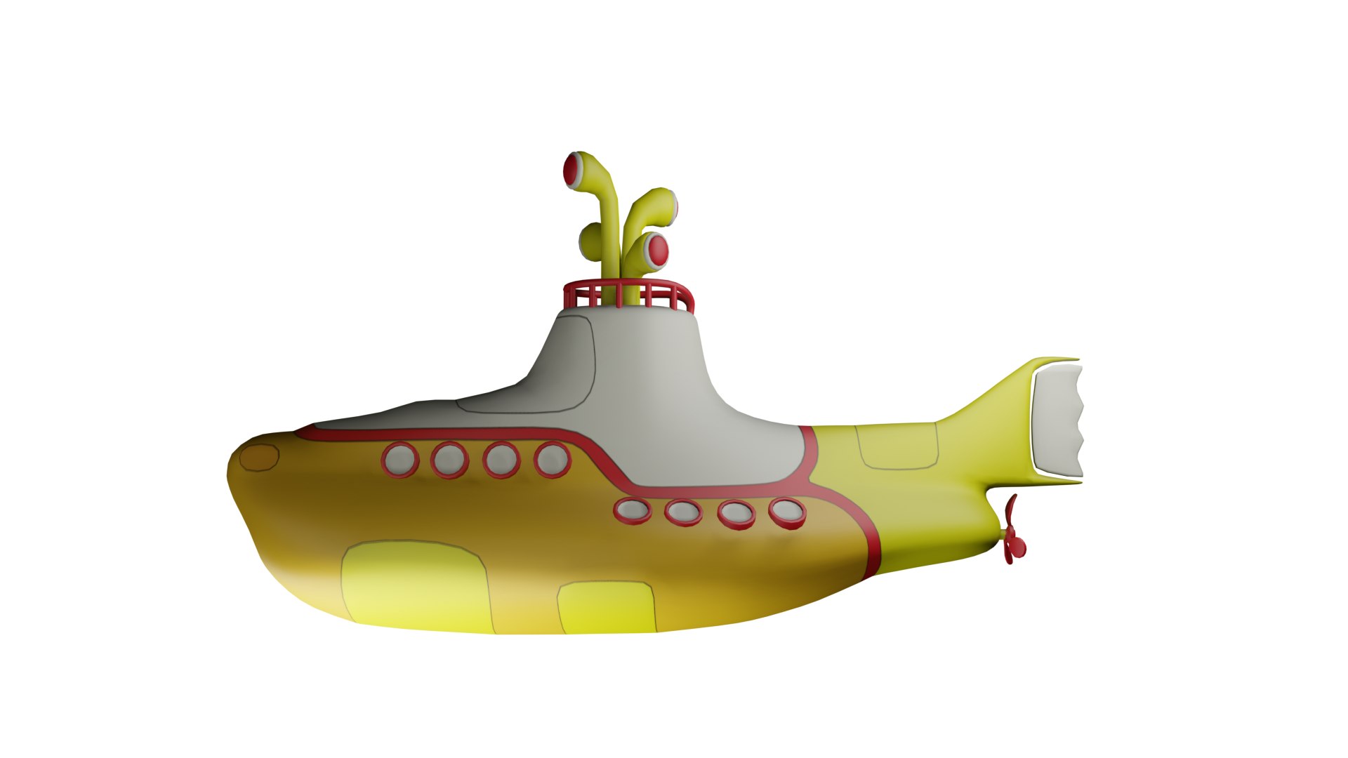 Yellow Submarine 3D Model Full Quad Ready for Production and Video