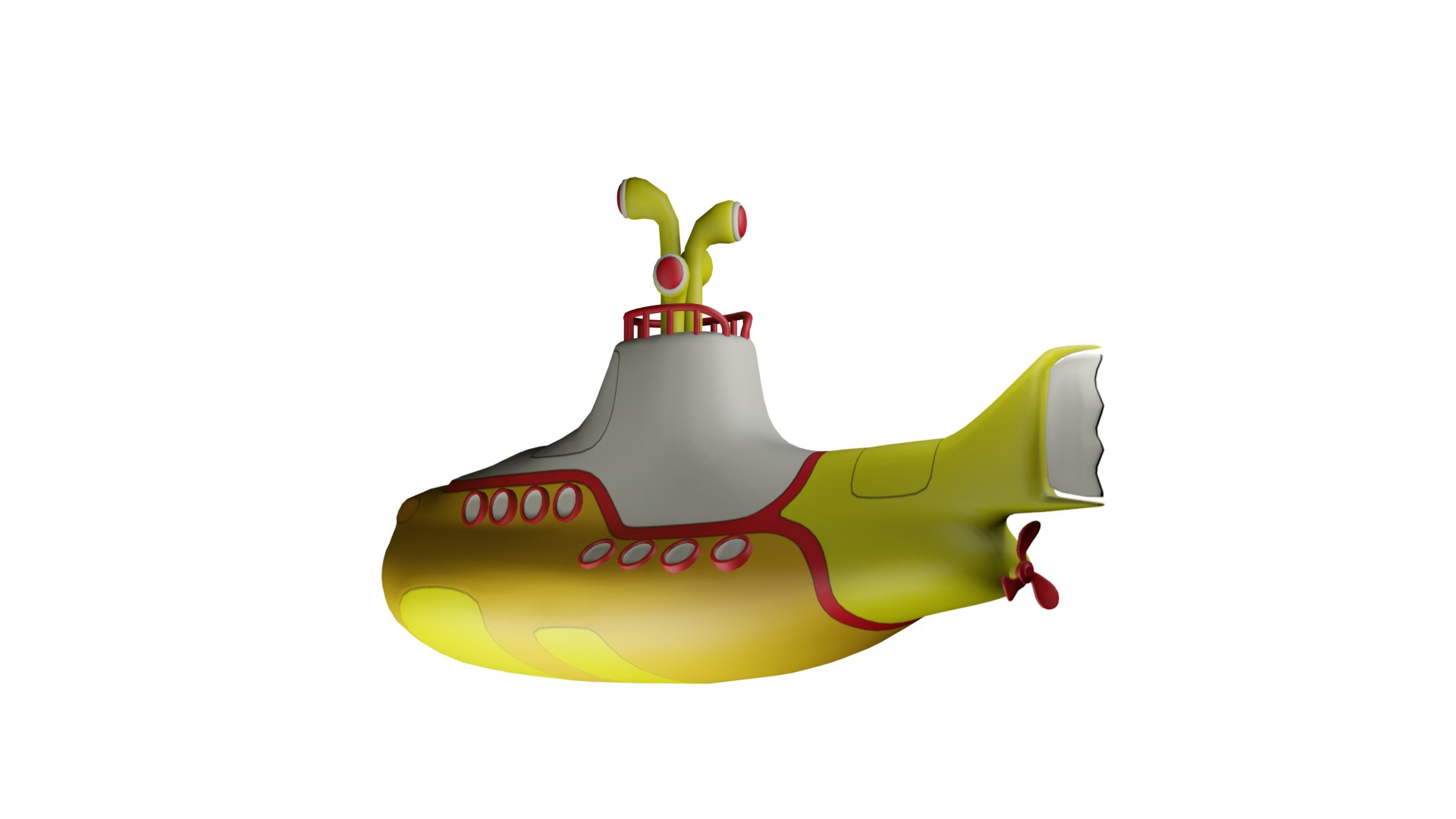 Yellow Submarine 3D Model Full Quad Ready for Production and Video