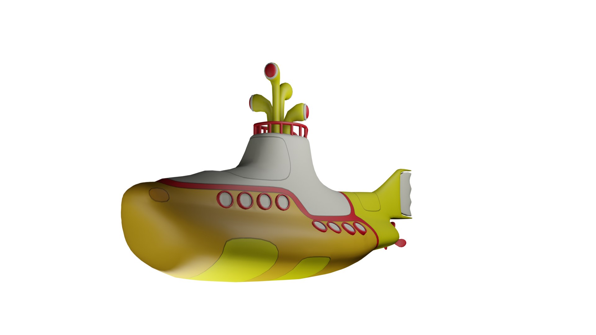 Yellow Submarine 3D Model Full Quad Ready for Production and Video