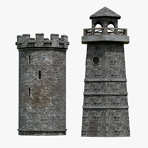 3D Medieval Stone Tower Pack model