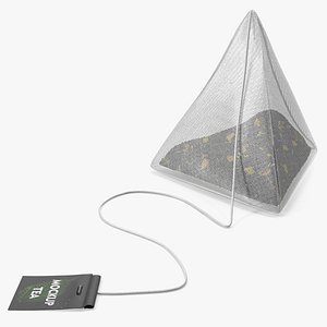 Mockup Pyramid Tea Bag with Label Black