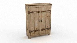 Old Farmhouse Cabinet with Rusty Hinges 3D model