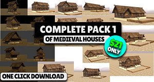 Complete Low Poly Medieval House Pack for 3D Games and Projects 3D model
