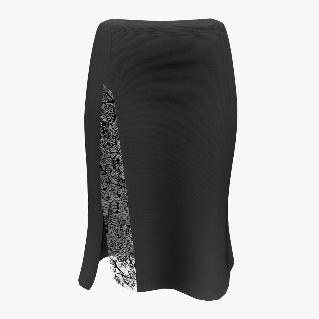 3D Model Lacey Slit Black Skirt - TurboSquid 1877611