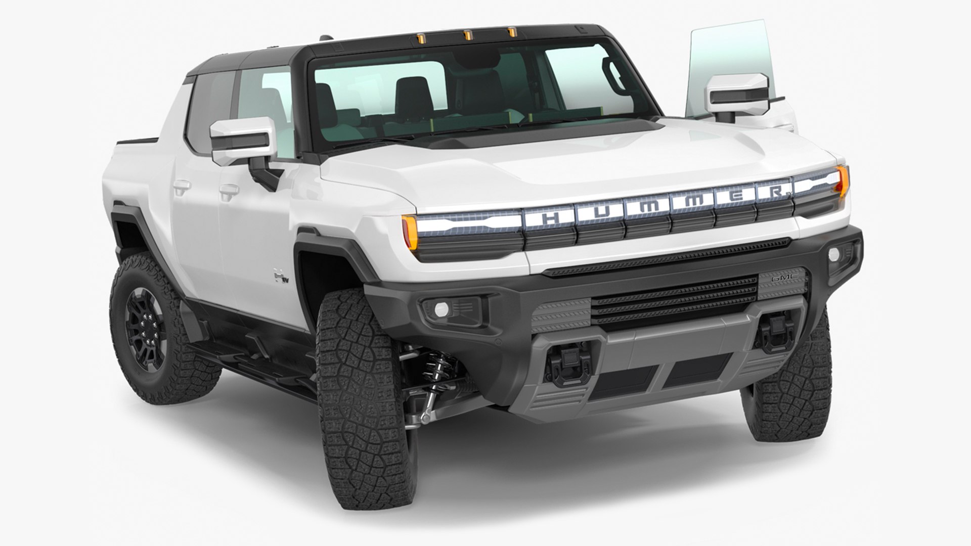 GMC Hummer EV Pickup White Rigged 3D model preview