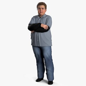 Boy Standing with Folded Arms 3D