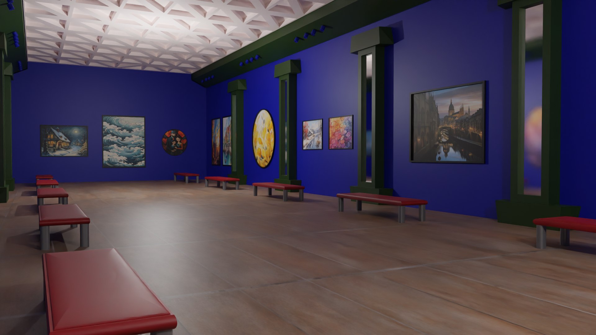 Art Gallery 3D Model - TurboSquid 2157929 - Interior Design For Art Galleries With 3D Texture