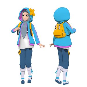 Blue Hijab Anime Girl