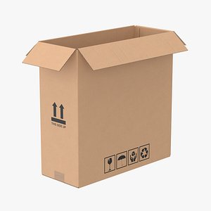 Cardboard Box 50x20x50 Open 3D model