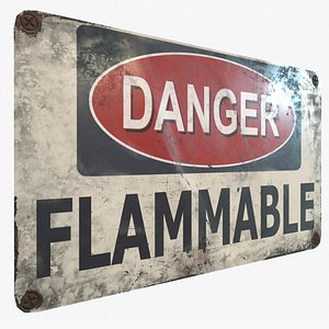 Sign Danger Flammable Game Ready PBR Textures
