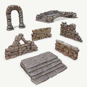3D model Ruin wall