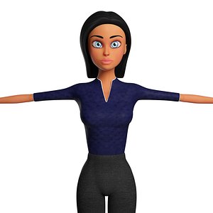 Business Woman Cartoon Low Poly