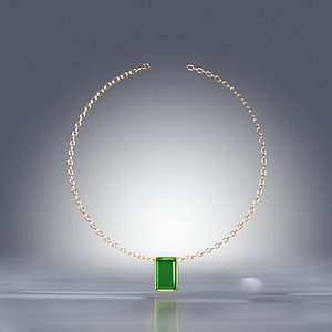 Luxury Gold Chain Necklace with Emerald Green Pendant