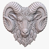 Aries Ram Head Medallion relief sculpture