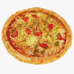 3D Vegetarian Pizza with cherry tomatoes and cheese
