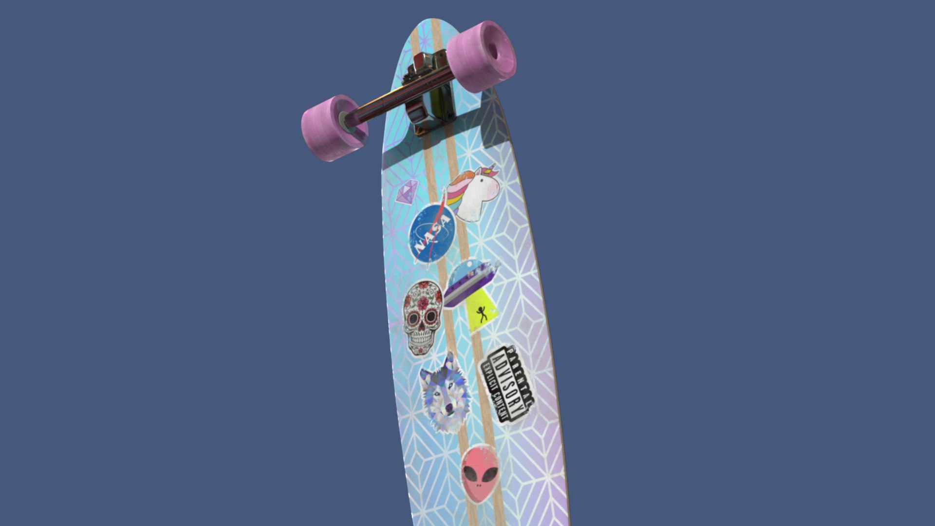 3D longboard sticker model grunge texture 4k TurboSquid 2037581