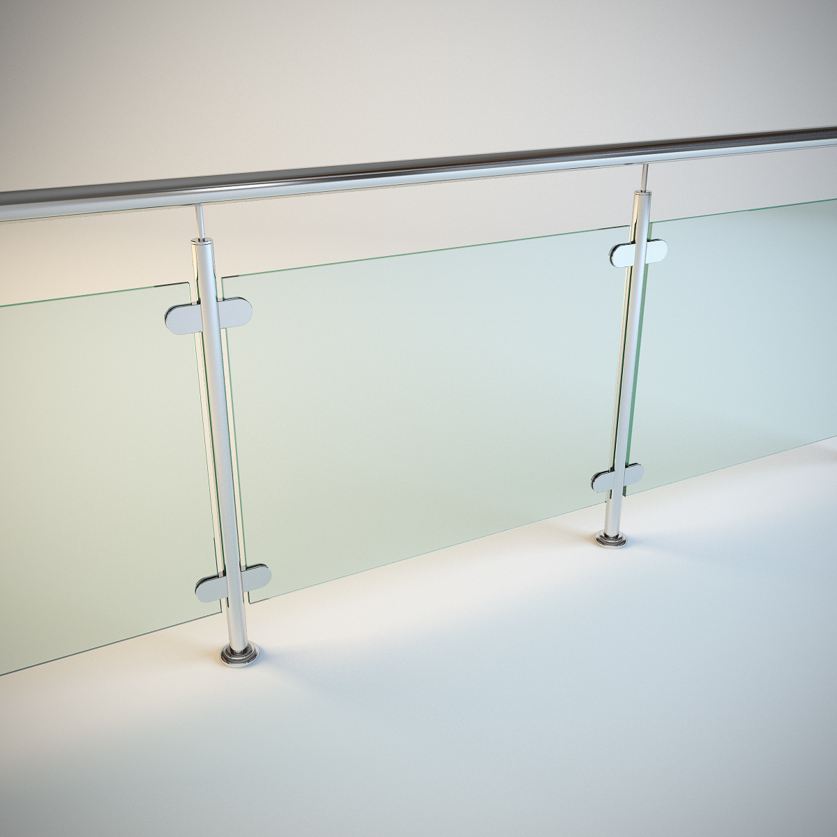 3d steel railing glass model