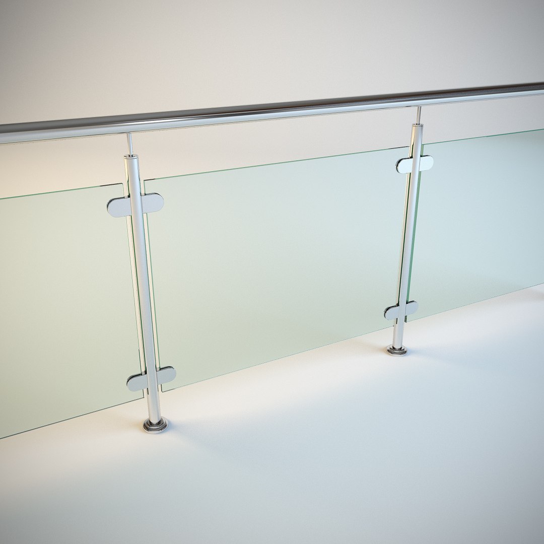 3d Steel Railing Glass Model