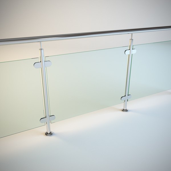 3d steel railing glass model