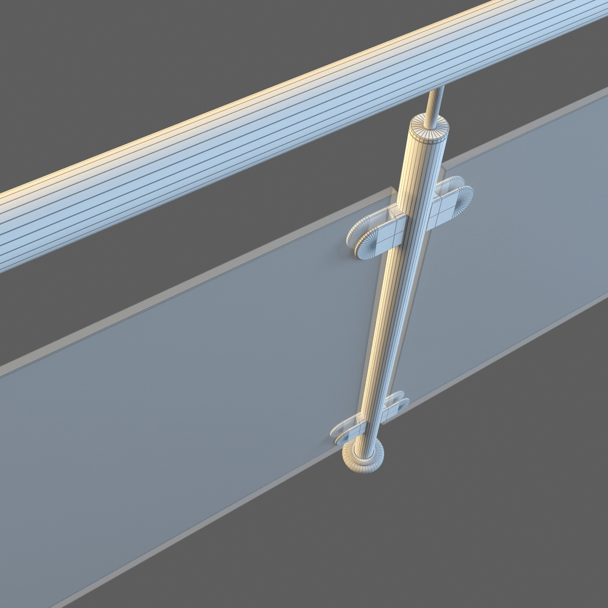 3d steel railing glass model