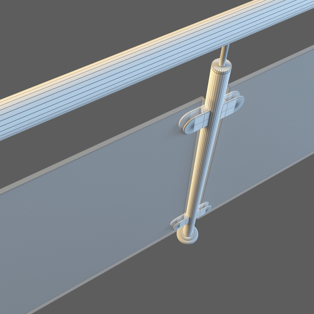 3d steel railing glass model