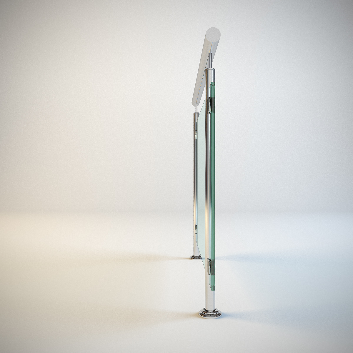 3d steel railing glass model