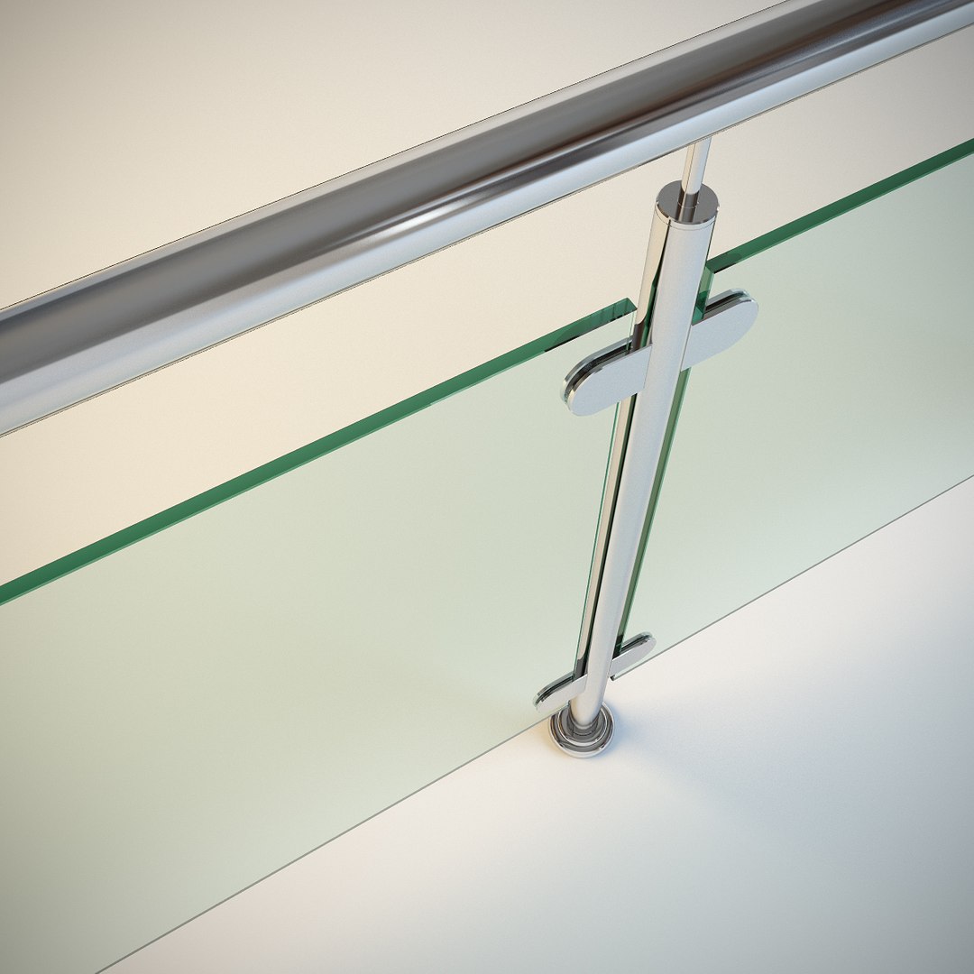 3d Steel Railing Glass Model