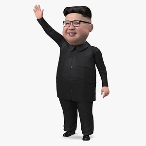 Cartoon Kim Jong Un Waving his Hand 3D