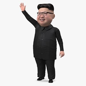 Cartoon Kim Jong Un Waving his Hand