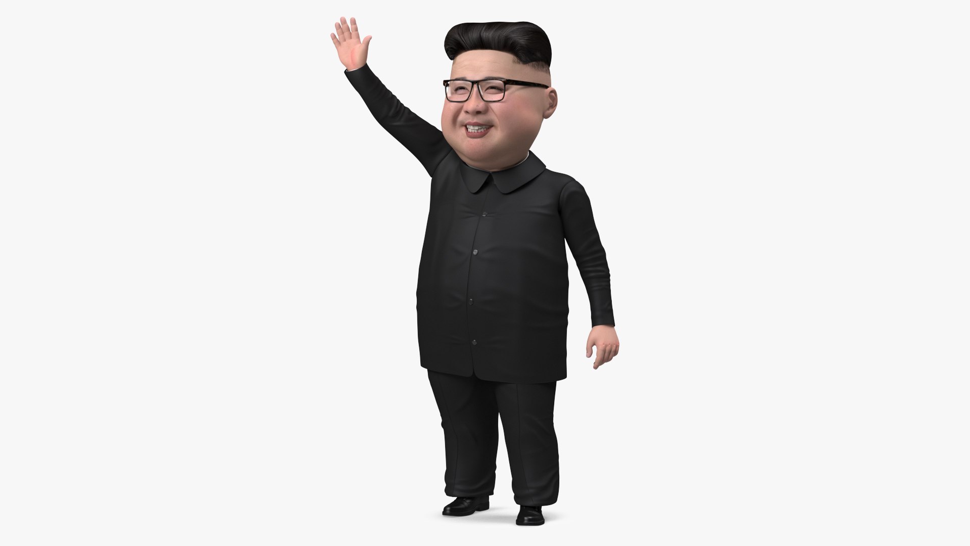 Cartoon Kim Jong Un Waving his Hand 3D model preview