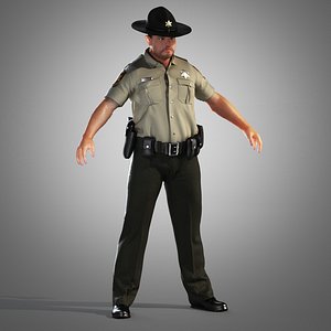 county police officer 3d obj