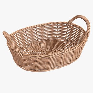 3D wicker basket brown model