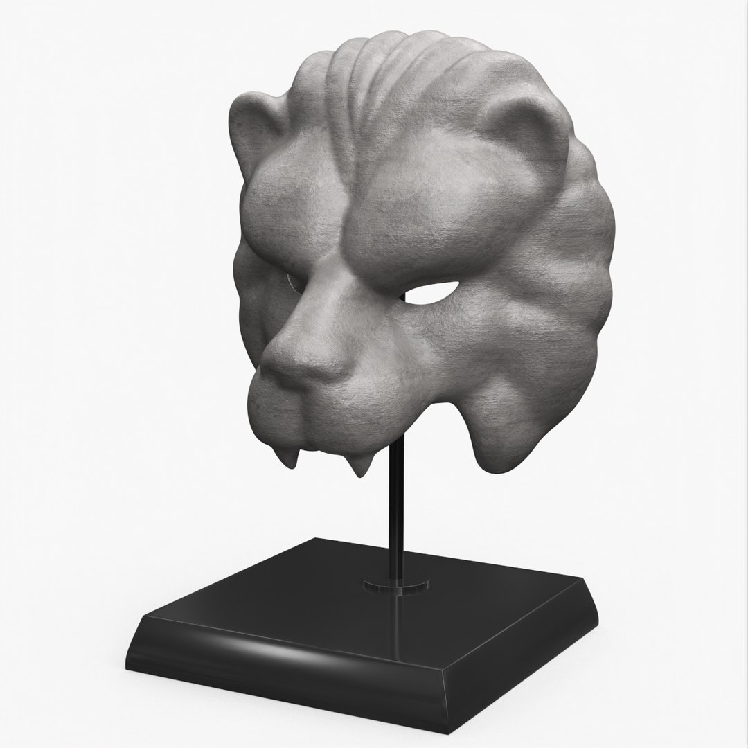Decorative Lion Bust with Base 3D model preview