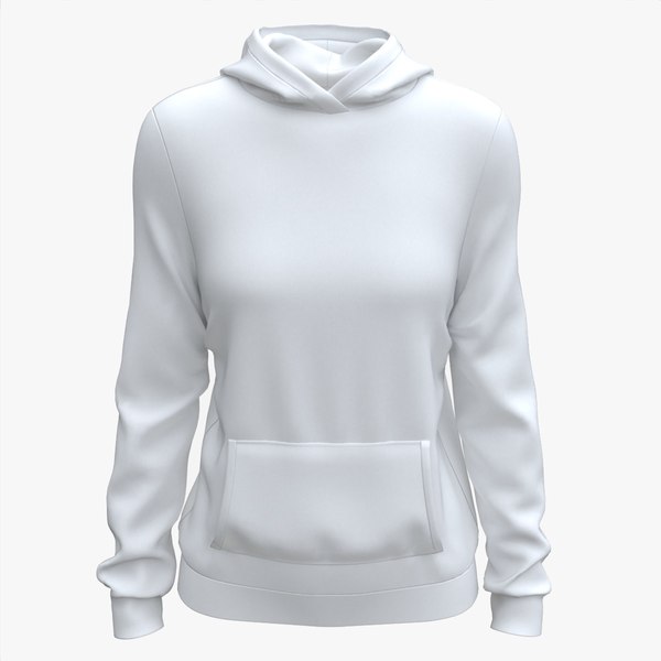 3D Hoodie with Pockets for Women Mockup 02 White model