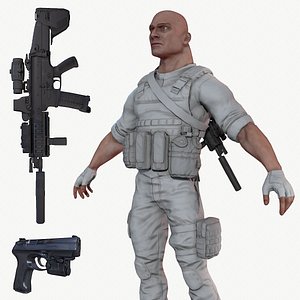 PBR Game Ready Male Soldier with LODs