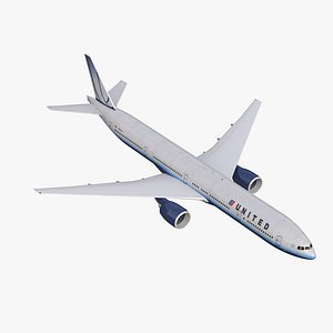 3d boeing 777-300 united airlines
