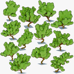 3D model 12 Stylized Bushes or Small Trees