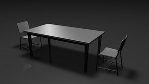 Interrogation Table and Chair 3D model