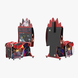 Arcade Machine Aliens Armageddon On State State Rigged for Cinema 4D 3D