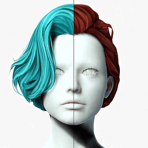 Short Wavy Side Hair Low-poly 3D model